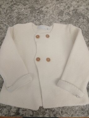 Sophia & Finn Elegant Baby  Cream Knit Baby Cardigan with Wooden Buttons 18mo